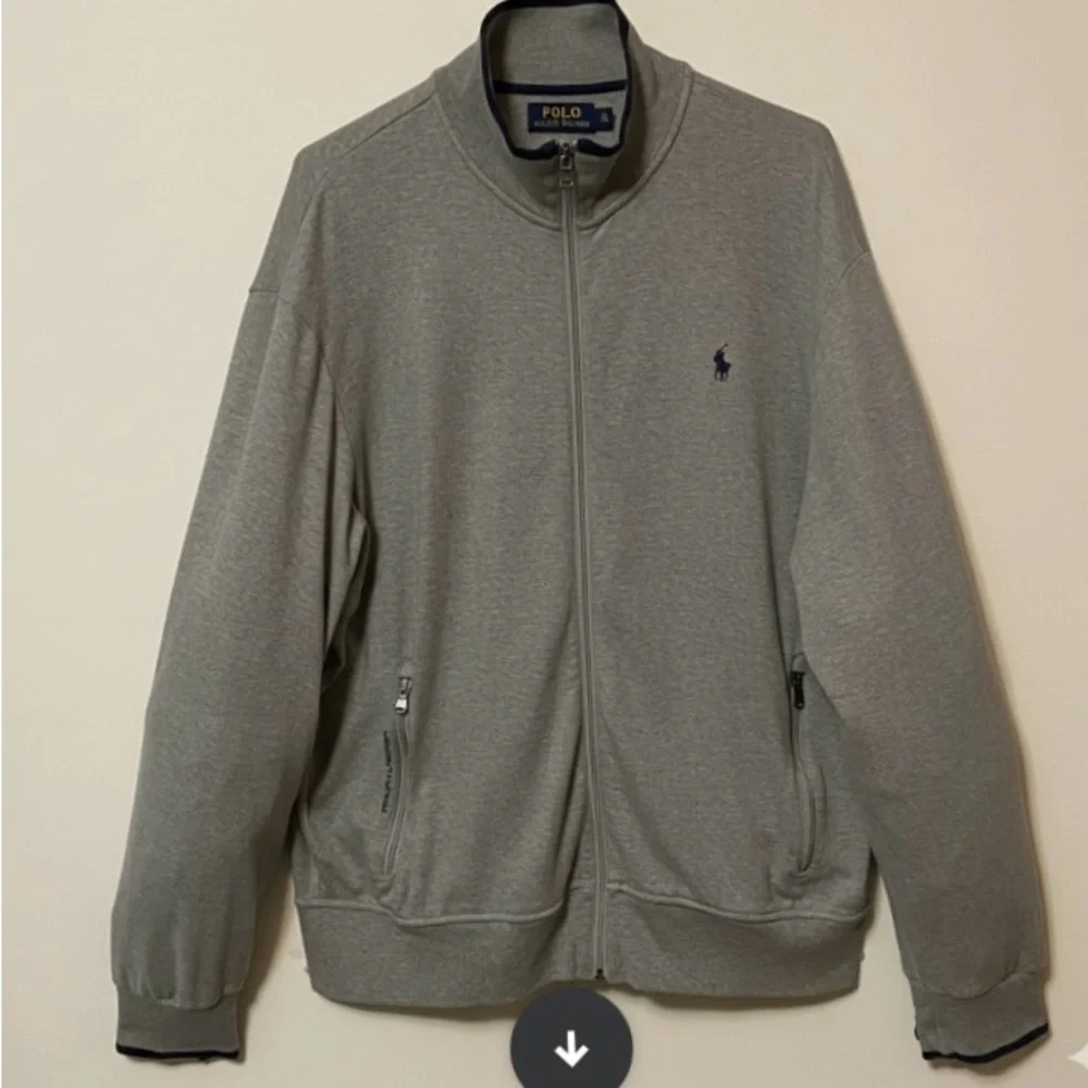 Polo Ralph Lauren Performance Full Zip Track Jacket Men’s XL Gray Navy Trim
